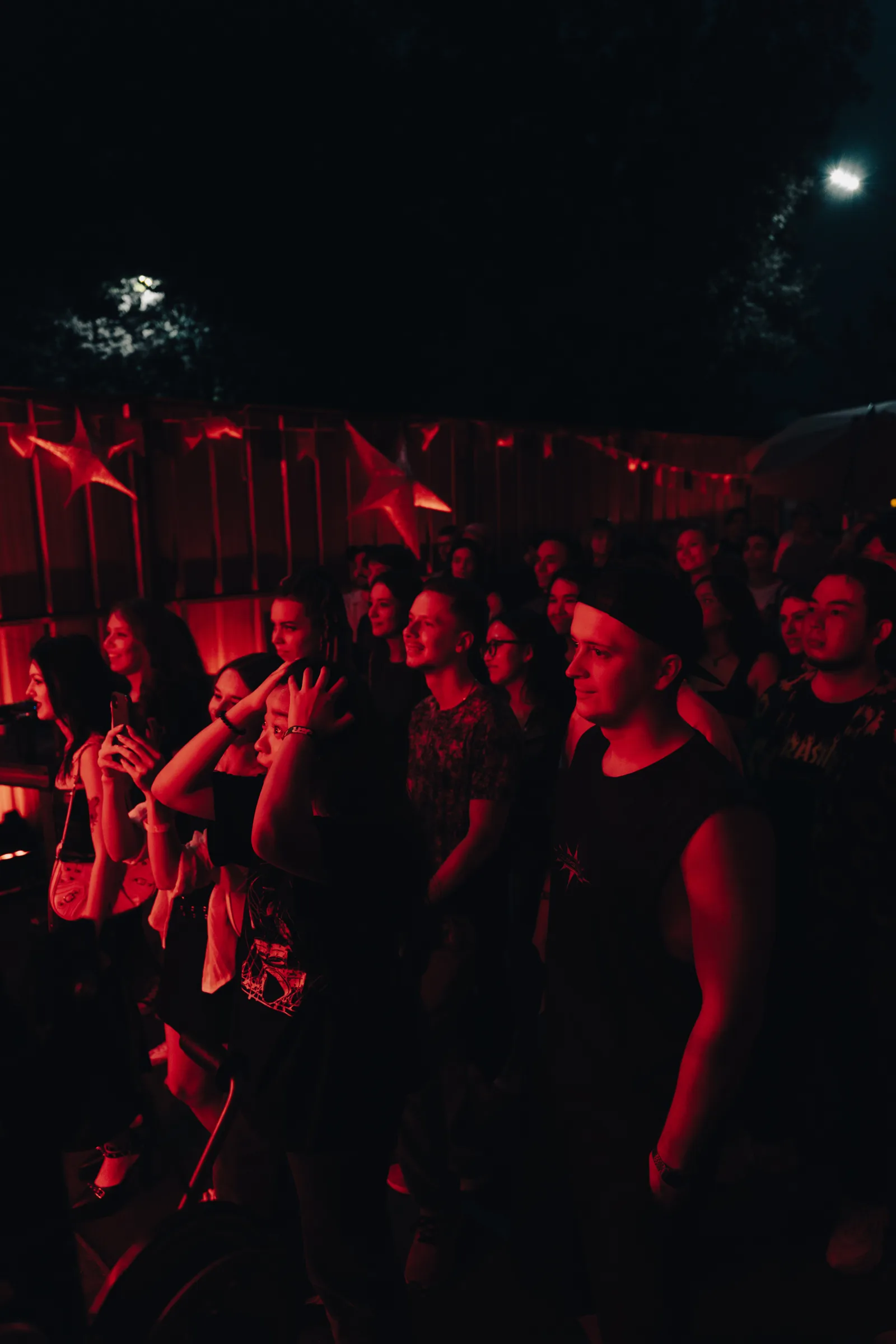 The crowd in red light